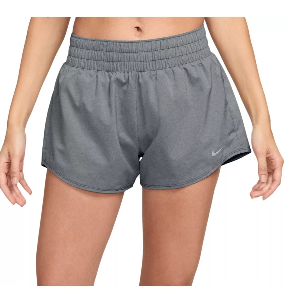 Nike One Dri-FIT Mid-Rise 3" Brief-Lined Shorts Womens Medium Gray Running